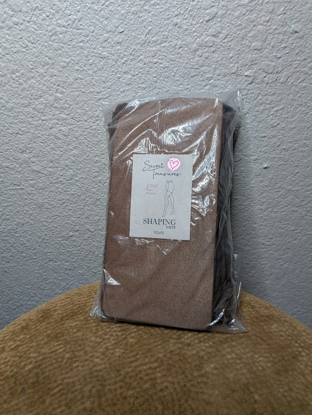New Secret Treasures 3 Pack Brown Cocoa Sheer Shaping Pantyhose Tights L NWT